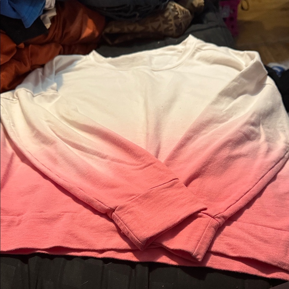 Hurley Pink and White Crew Neck Sweater